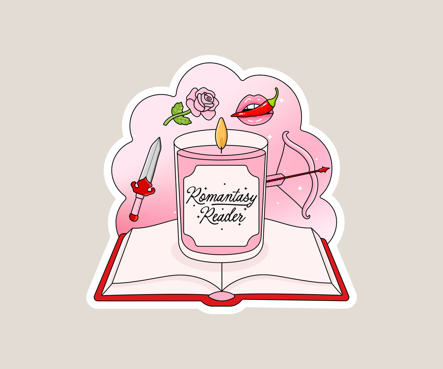 Romantasy Reader Candle Sticker