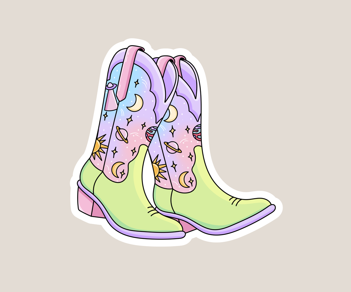 Cosmic Cowgirl Boots Sticker