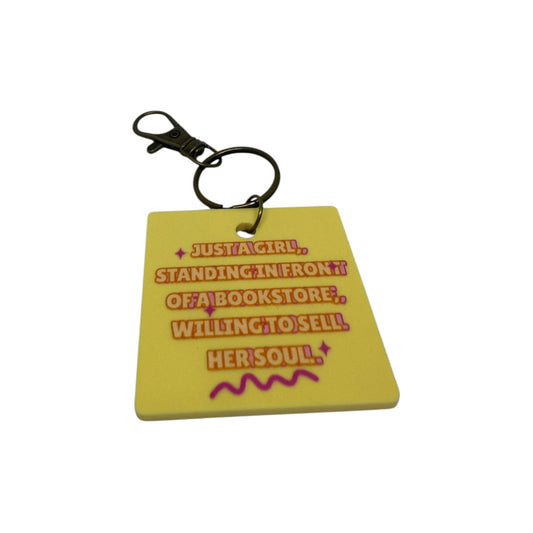 Just a girl standing in front of a bookstore Keyring