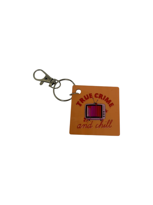 True crime and chill keyring