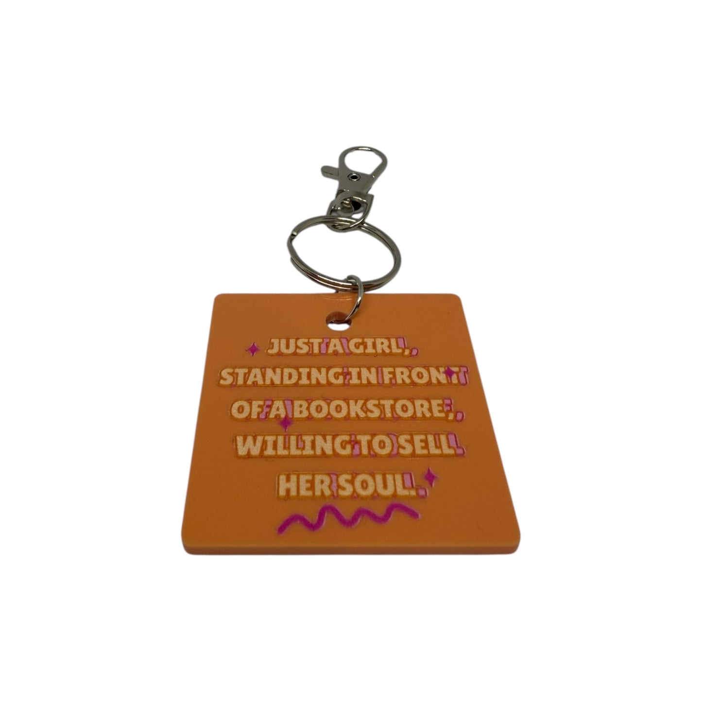 Just a girl standing in front of a bookstore Keyring