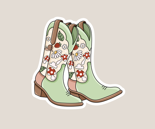 Cottagecore Cowgirl Boots Sticker