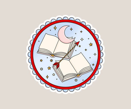 Star crossed lovers circle sticker
