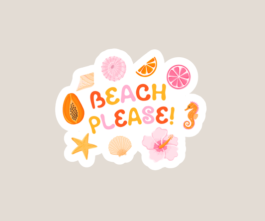 Beach Please Sticker