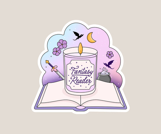 Fantasy Reader Candle Sticker