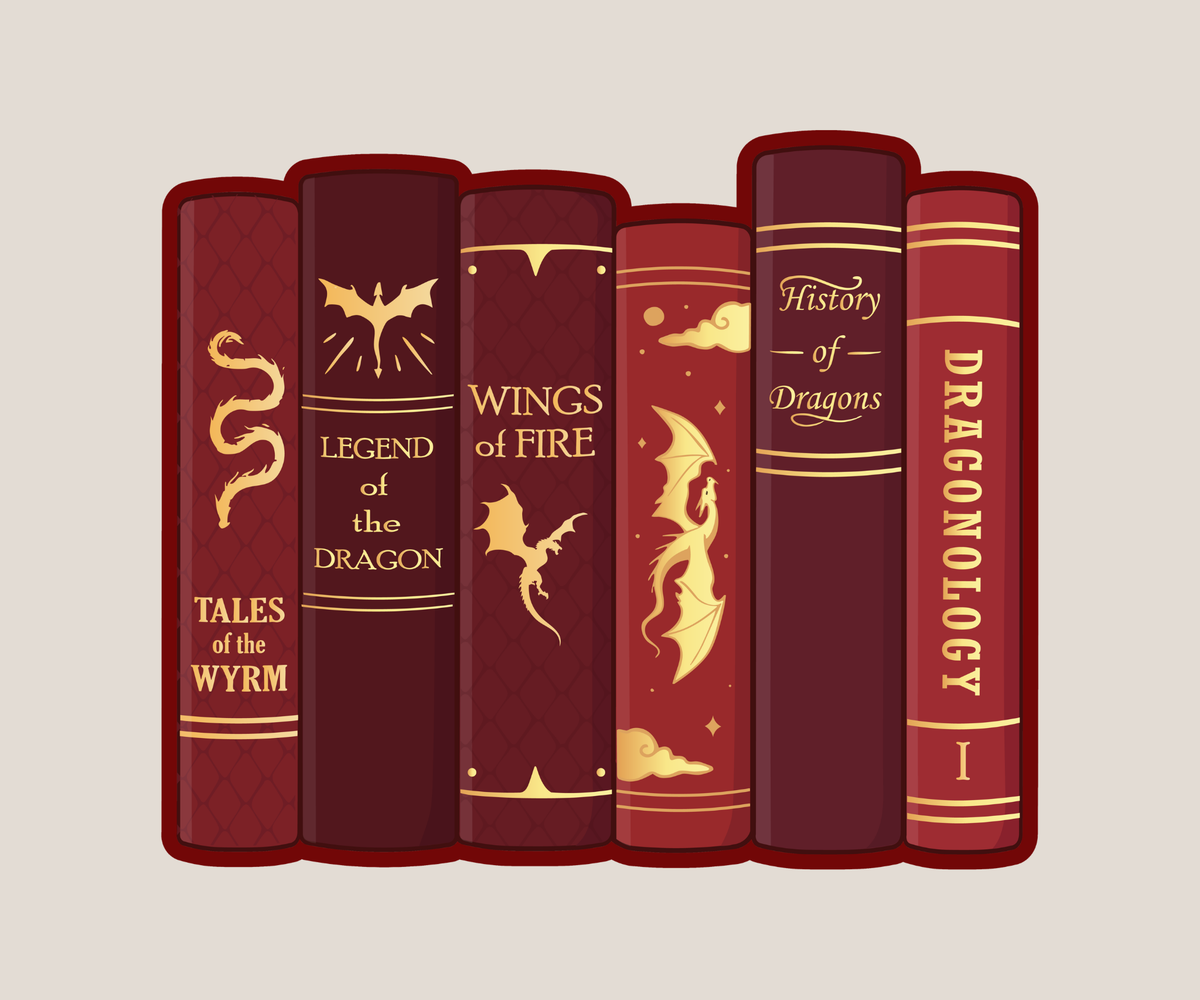 Dragon Bookstack Sticker