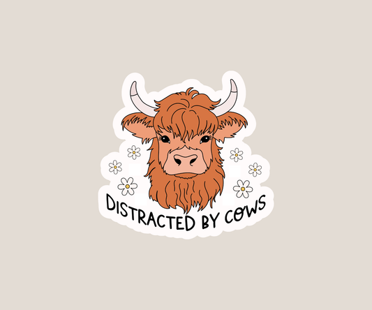 Distracted by Cows sticker