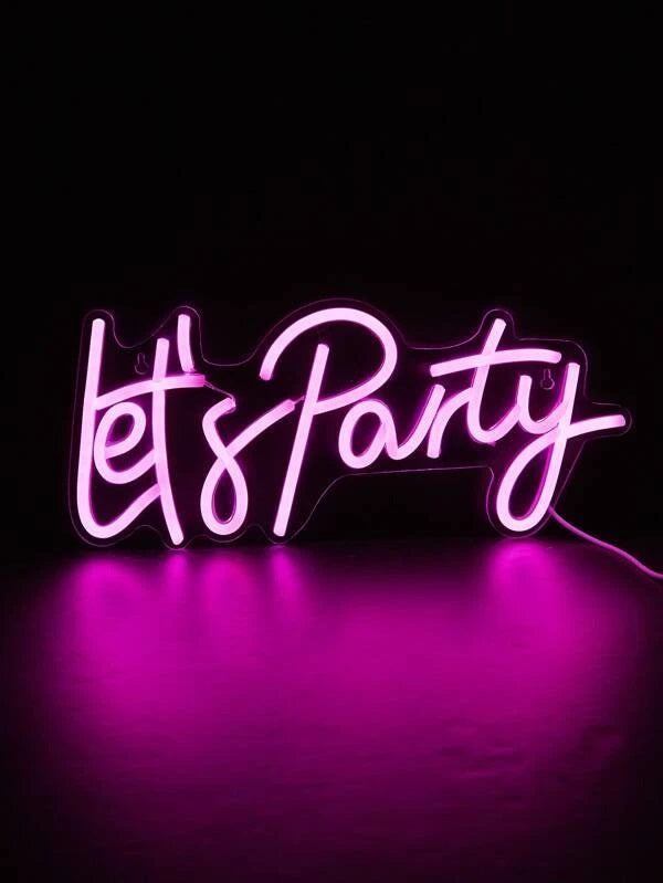 Let's Party Neon Sign in Hot Pink
