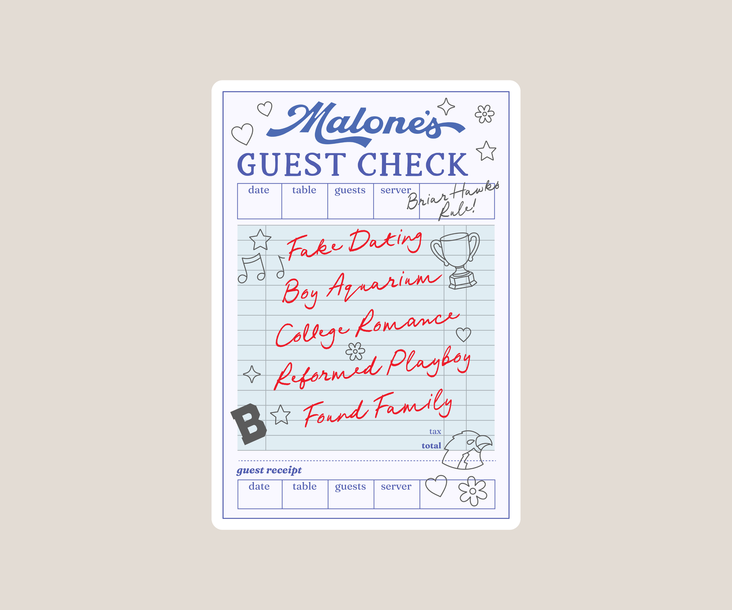Malones Guest Check Sticker