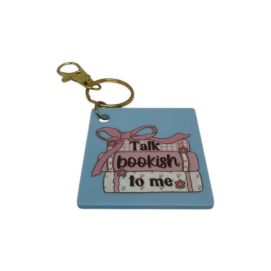Talk bookish to me keyring