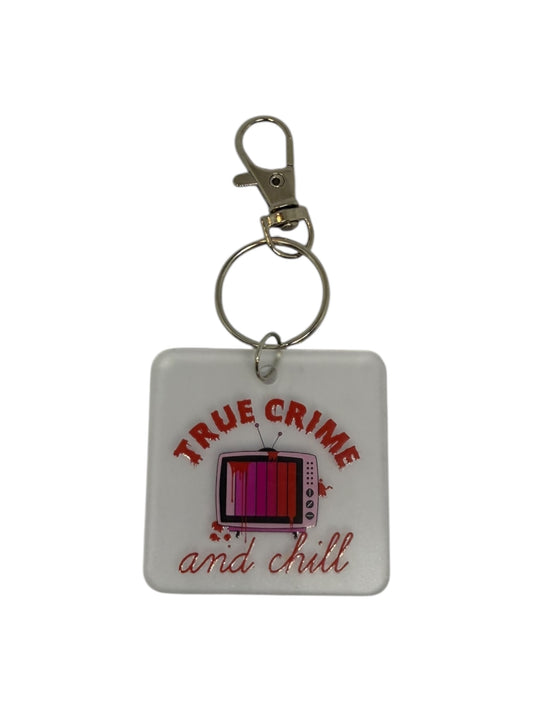 True crime and chill keyring