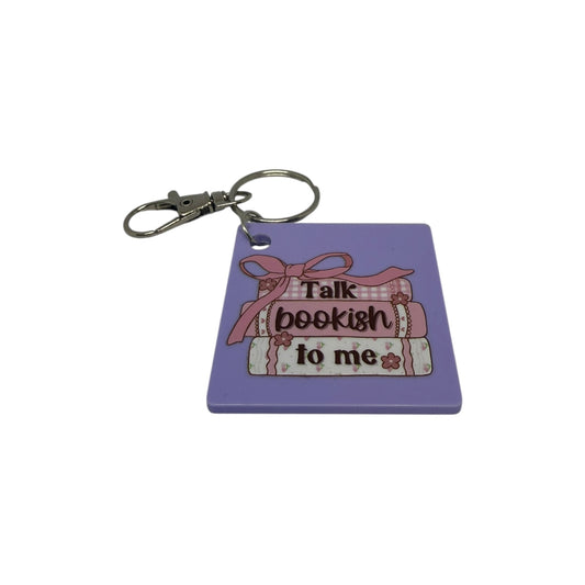Talk bookish to me keyring