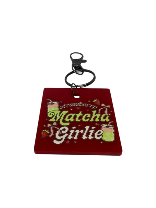 Strawberry matcha girlie keyring